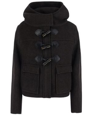 Ganni Jassen ,Bruin ,Wol Duffle Coat Mini - Zwart
