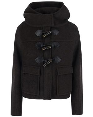 Ganni Jassen ,Bruin ,Wol Duffle Coat Mini - Zwart