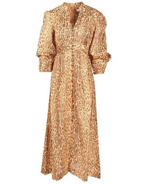 Zimmermann Cascadian Plunge Midi Jurk - Naturel