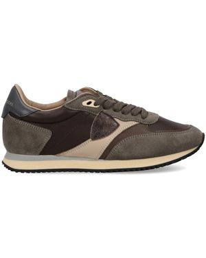 Philippe Model Schoenen ,Bruin ,Katoen Blville Running - Grijs