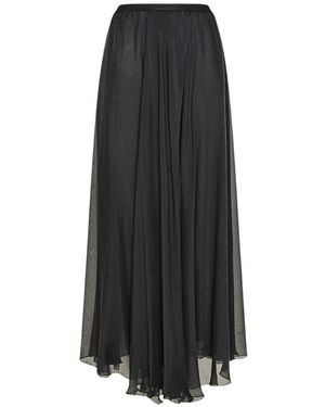 forte_forte Lange Rok Van Zijden Chiffon - Zwart