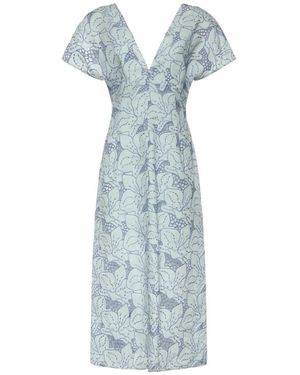 Genny Kleedjes ,Blauw ,Draped Midi Dress