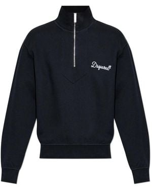 DSquared² Hoodies & Sweatvesten ,Zwart ,Katoen Sweatshirt Met Logo - Blauw