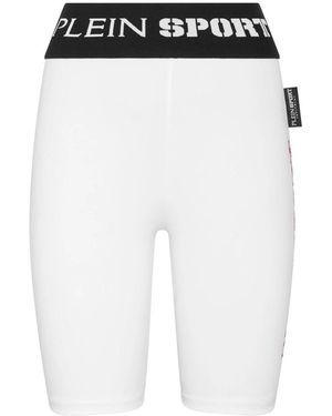 Philipp Plein Korte Broeken ,Wit ,Katoen Jogging Cyclist Leggings