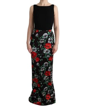 Dolce & Gabbana Stretch Sheath Lange Jurk - Zwart