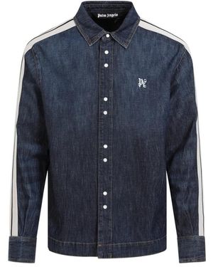Palm Angels Monogram track denim jacket - Blu