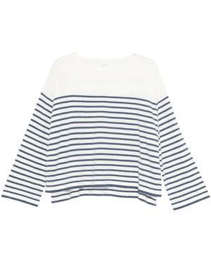C.T.Plage Gestreifter Pullover Mit U-Boot-Ausschnitt - Weiß