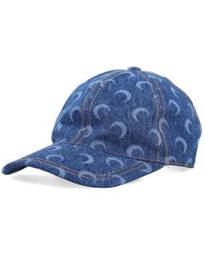 Marine Serre Indigo denim mond druck kappe - Blau