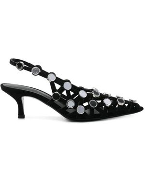 The Attico Slingback Grid Sandal - Black