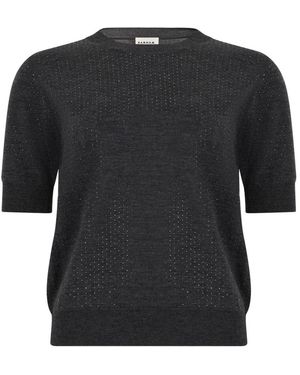 P.A.R.O.S.H. Truien & Vesten ,Grijs ,Wol Trui Met Korte Mouwen En Strass - Zwart