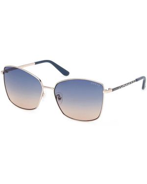 Guess Gu00149 Geometrische Zonnebril Met Metalen Montuur - Blauw