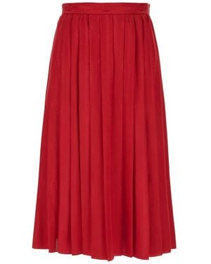 Gucci Interlocking G Chain Zijde Jacquard Midi Rok - Rood