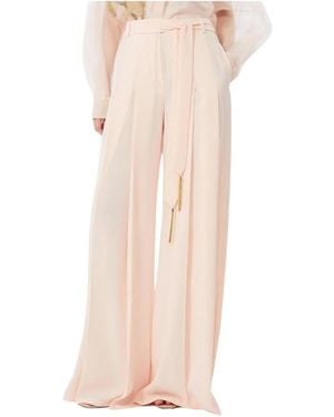 Max Mara Wijde Pijpen Broek Met Riem - Roze