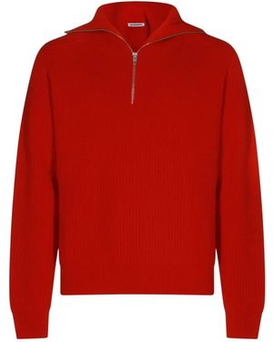 Jil Sander Trui Met Hoge Hals En Halve Rits - Rood