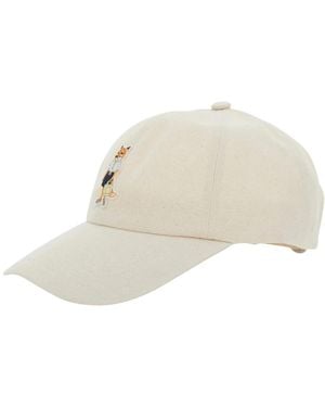 Maison Kitsuné Accessoires ,Katoen Dressed Fox Cap - Naturel