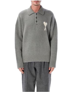 Ami Paris Round-Neck Knitwear - Grey
