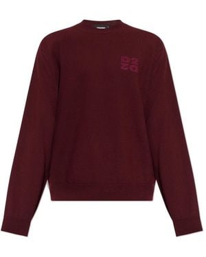 DSquared² Wollpullover Mit Gesticktem Logo - Lila