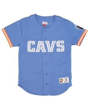 Mitchell & Ness Nba-Jas Voor Met Knopen Op De Klok Clecav Met Mesh-Knopen Aan De Voorkant - Blauw