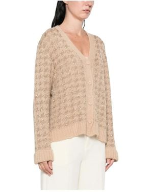 Twinset Truien & Vesten ,Polyester Pied-De-Poule Jacquard Vest - Naturel
