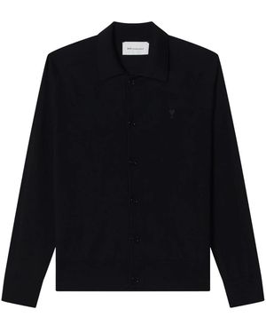 Ami Paris Cardigan Met Overhemdkraag - Blauw