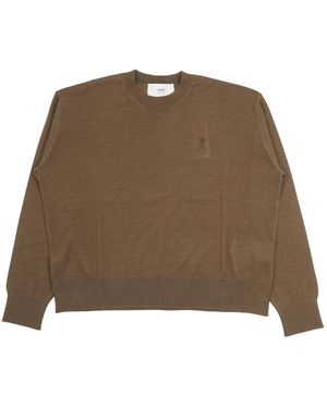 Ami Paris Round-Neck Knitwear - Marrón