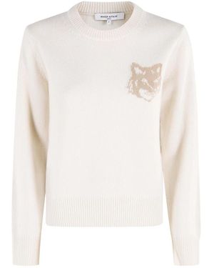 Maison Kitsuné Round-Neck Knitwear - Bianco