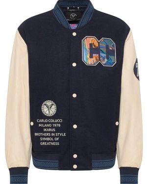carlo colucci College Leder-/Wollblouson Demarch - Blau