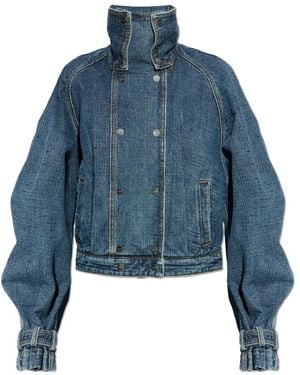 Lanvin Jassen ,Blauw ,Denim Denim Jas Met Opstaande Kraag