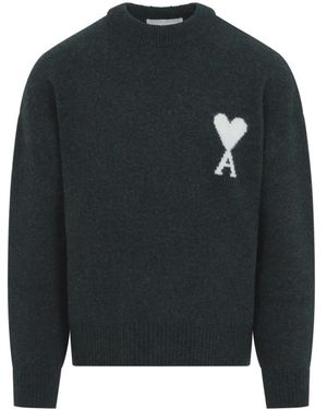 Ami Paris Truien & Vesten ,Zwart ,Wol Adc Trui - Blauw