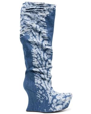 MASHA POPOVA Blaue zerrissene denim stiefel
