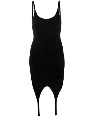Balmain Ribbed Spaghetti Dress - Black