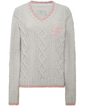 Philipp Plein V-Neck Strickware - Grau