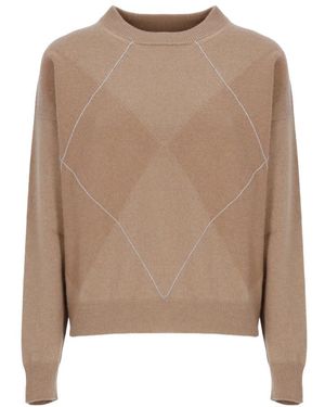 Peserico Truien & Vesten ,Bruin ,Trui Met Ronde Hals