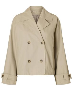 SELECTED Island Fossil Short Trenchcoat - Naturel