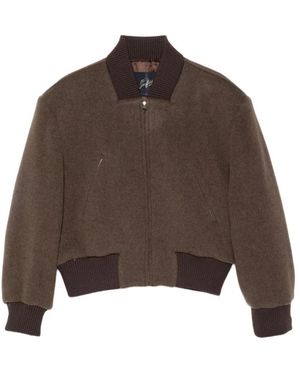 The Seafarer Jassen ,Bruin ,Nylon Boxy Cropped Contrasting Knit Jacket