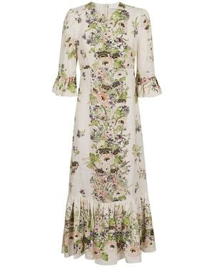 Zimmermann Blumige frill sleeve kleid - Natur