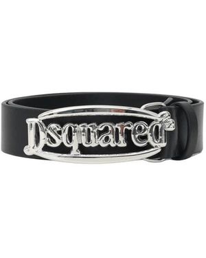 DSquared² Accessoires ,Zwart ,Zwarte Leren Damesriem Met Logogesp