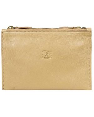 Il Bisonte Tassen ,Stijlvolle Leren Clutch Met Schouderband - Naturel