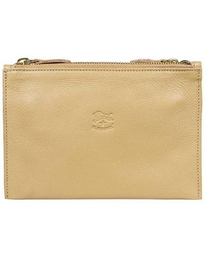 Il Bisonte Tassen ,Stijlvolle Leren Clutch Met Schouderband - Naturel