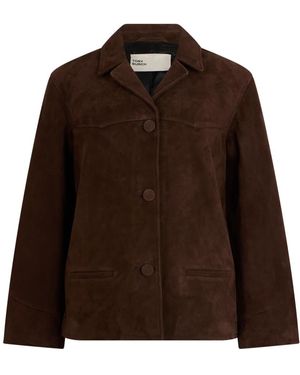 Tory Burch Jassen ,Bruin ,Leer Suede Jacket