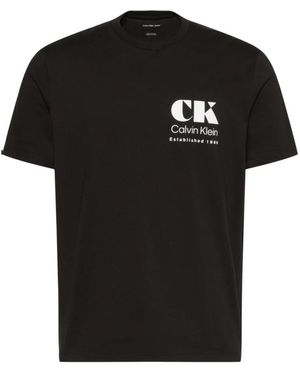 Calvin Klein Tops ,Zwart ,Katoen Resort Grafische Tee