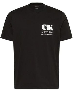 Calvin Klein Tops ,Zwart ,Katoen Resort Grafische Tee