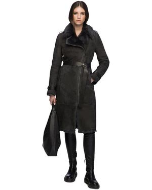 VESPUCCI by VSP Harmony - cappotto in shearling scamosciato antracite - Grigio