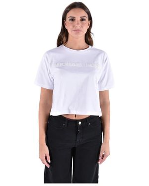 Michael Kors Katoenen Jersey T-Shirt Met Logo En Studs - Wit