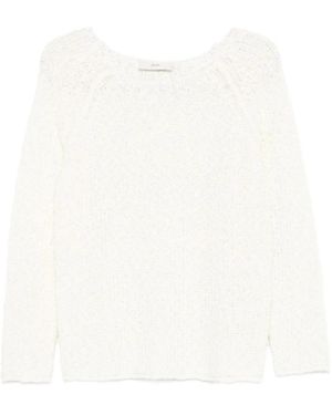 DUNST Lochgestrickter Pullover Mit U-Boot-Ausschnitt - Weiß