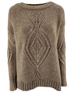 D.exterior Brauner pullover mit lochmuster