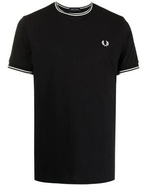 Fred Perry Klassisches Twin Tipped T-Shirt - Schwarz