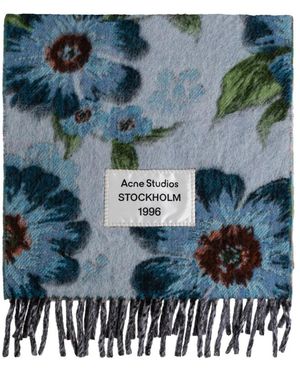 Acne Studios Schal Aus Wolle Mit Fransen - Blau