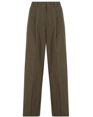DUNST Broeken ,Groen ,Leer Wide Broek Met Dubbele Plooi