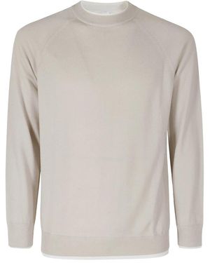 Eleventy Pullover Mit Rundhalsausschnitt Und Doppeltem Kragen - Grau
